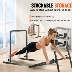 VEVOR Dip Bars, 440 lbs Capacity, Heave Duty Dip Stand Station with Adjustable Height, Fitness Workout Dip Bar Station Stabilizer Parallette Push Up Stand, Parallel Bars for Strength Training Home Gym
