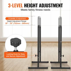 VEVOR Dip Bars, 440 lbs Capacity, Heave Duty Dip Stand Station with Adjustable Height, Fitness Workout Dip Bar Station Stabilizer Parallette Push Up Stand, Parallel Bars for Strength Training Home Gym
