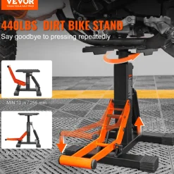 VEVOR Dirt Bike Lift Stand, Motorcycle Jack Lift Stand 440 lbs Capacity and Hydraulic Lift Operation, Adjustable Height Hoist Table, for Dirt Pit Bike Repair, Maintenance, Dirt Bike Accessories