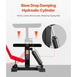 VEVOR Dirt Bike Lift Stand, Motorcycle Jack Lift Stand 1200lbs Capacity and Hydraulic Lift Operation, Hoist Table Adjustable Height 9.8"-18.3" for Dirtbike Repair, Maintenance, Dirt Bike Accessories