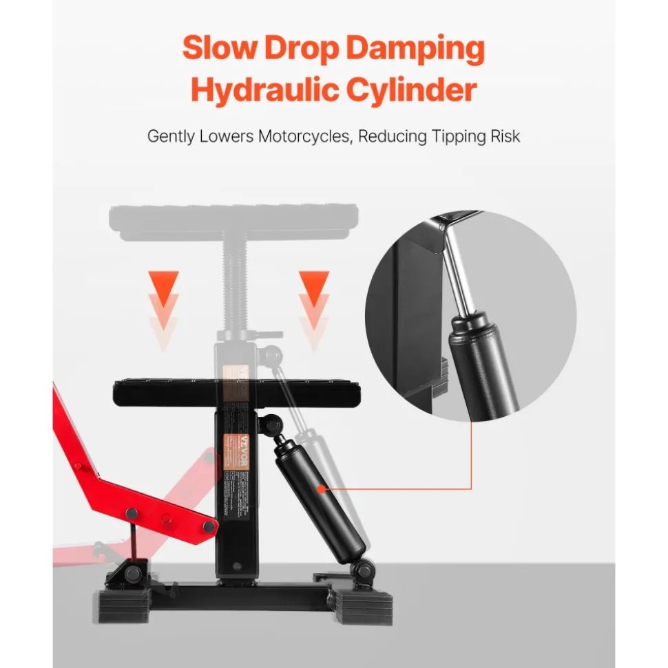 VEVOR Dirt Bike Lift Stand, Motorcycle Jack Lift Stand 1200lbs Capacity and Hydraulic Lift Operation, Hoist Table Adjustable Height 9.8"-18.3" for Dirtbike Repair, Maintenance, Dirt Bike Accessories