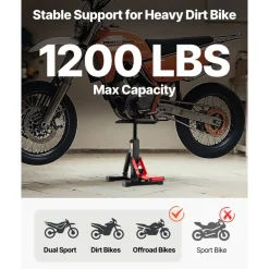 VEVOR Dirt Bike Lift Stand, Motorcycle Jack Lift Stand 1200lbs Capacity and Hydraulic Lift Operation, Hoist Table Adjustable Height 9.8
