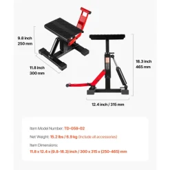 VEVOR Dirt Bike Lift Stand, Motorcycle Jack Lift Stand 1200lbs Capacity and Hydraulic Lift Operation, Hoist Table Adjustable Height 9.8