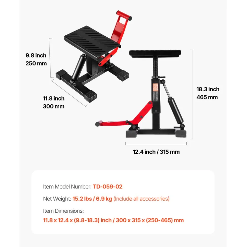 VEVOR Dirt Bike Lift Stand, Motorcycle Jack Lift Stand 1200lbs Capacity and Hydraulic Lift Operation, Hoist Table Adjustable Height 9.8"-18.3" for Dirtbike Repair, Maintenance, Dirt Bike Accessories