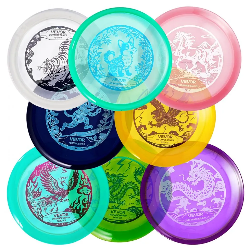 VEVOR Disc Golf Set, 8 Pack Disc Golf Starter Set, Beginners Flying Discs for Full-Body Strength Training, with Putter, Mid-Range, Driver, for Outdoor Backyard, Lawn, Beach, and Park
