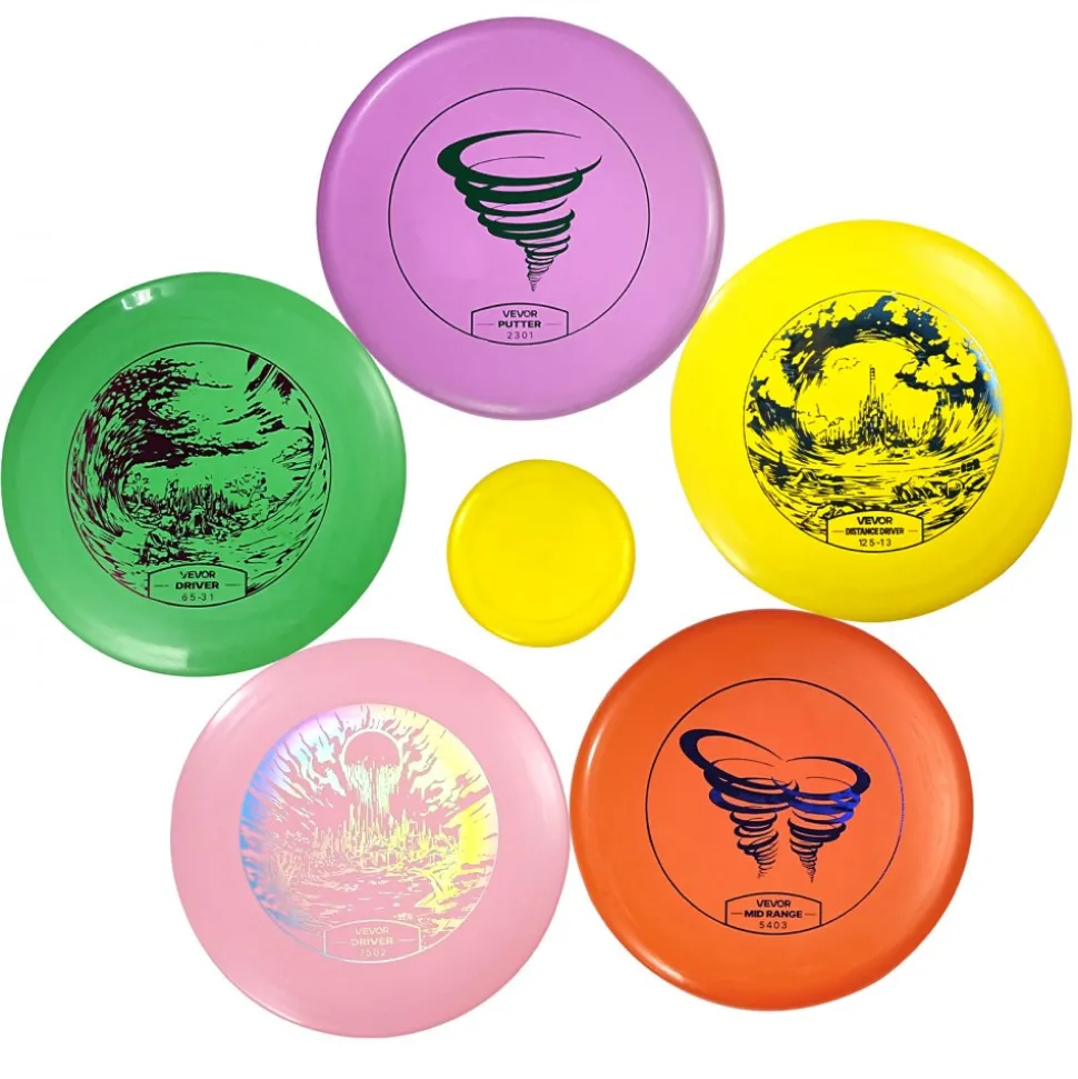 VEVOR Disc Golf Set, 5 PCS Beginners Flying Discs, Disc Golf Starter Set for Full-Body Strength Training, with Putter, Mid-Range, Driver, Mini Marker, for Outdoor Backyard, Lawn, Beach