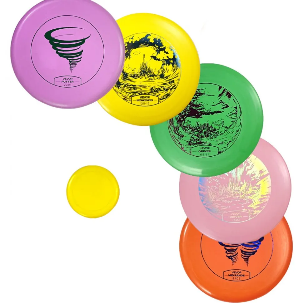 VEVOR Disc Golf Set, 5 PCS Beginners Flying Discs, Disc Golf Starter Set for Full-Body Strength Training, with Putter, Mid-Range, Driver, Mini Marker, for Outdoor Backyard, Lawn, Beach