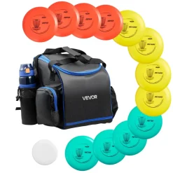 VEVOR Disc Golf Set, 12 PCS Flying Discs for Beginners, Disc Golf Starter Set, with Putter, Mid-Range, Driver, Including Mini Marker, Portable Backpack, for Outdoor Backyard, Lawn, Beach, and Park
