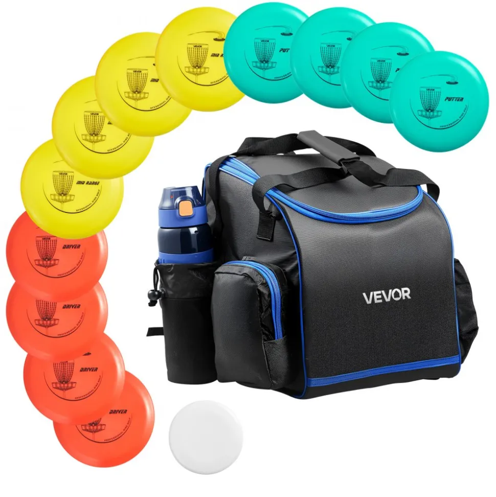 VEVOR Disc Golf Set, 12 PCS Flying Discs for Beginners, Disc Golf Starter Set, with Putter, Mid-Range, Driver, Including Mini Marker, Portable Backpack, for Outdoor Backyard, Lawn, Beach, and Park