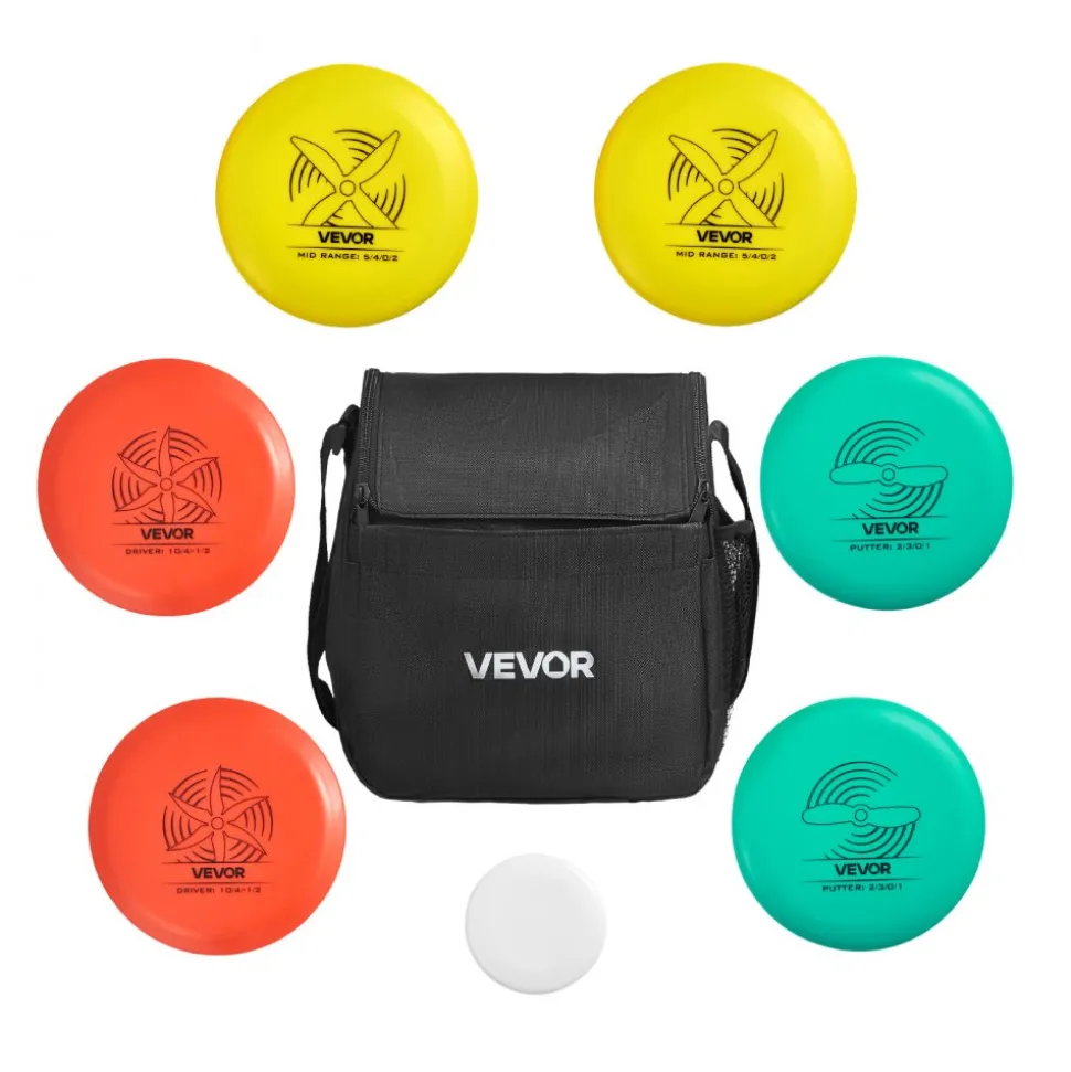 VEVOR Disc Golf Set, 6 PCS Flying Discs for Beginners, Disc Golf Starter Set, with Putter, Mid-Range, Driver, Including Mini Marker, Portable Backpack, for Outdoor Backyard, Lawn, Beach, and Park