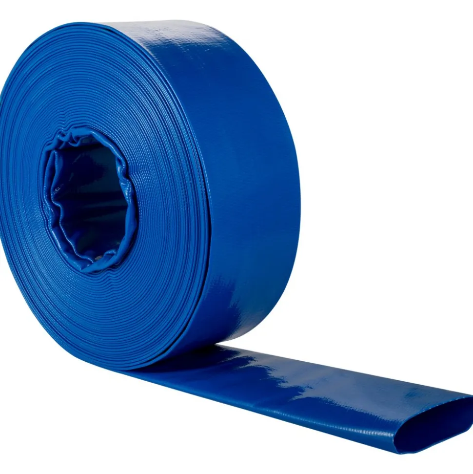 VEVOR Discharge Hose, 3" x 105', PVC Lay Flat Hose, Heavy Duty Backwash Drain Hose with Clamps, Weather-proof & Burst-proof, Ideal for Swimming Pool & Water Transfer, Blue