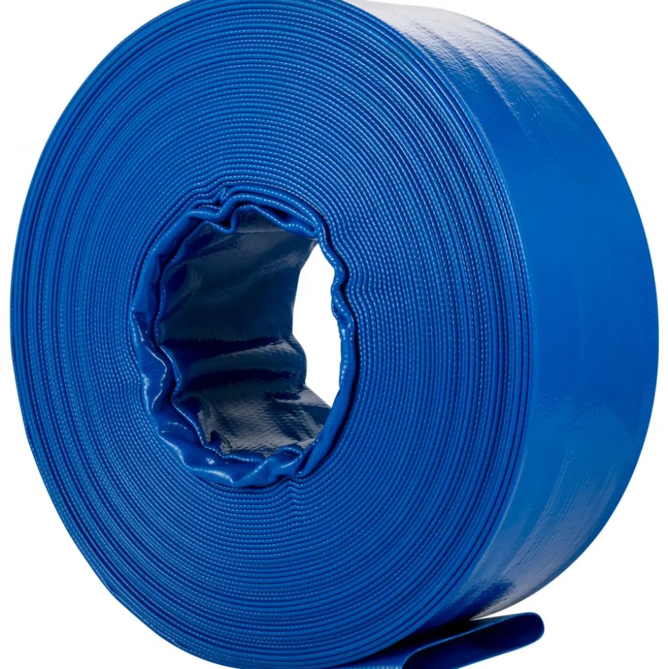 VEVOR Discharge Hose, 4" x 105', PVC Lay Flat Hose, Heavy Duty Backwash Drain Hose with Clamps, Weather-proof & Burst-proof, Ideal for Swimming Pool & Water Transfer, Blue