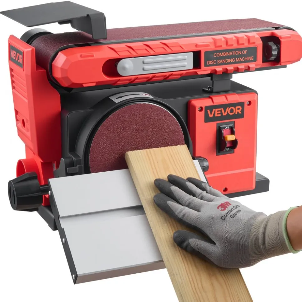 VEVOR 6" Disc Sander & 4" x 36" Belt Sander, 400W Professional Belt Disc Sanders Combo with 0 - 45° Adjustable Worktable & Dust Collection Port for Woodworking, Knife Sharpening, DIY Crafting