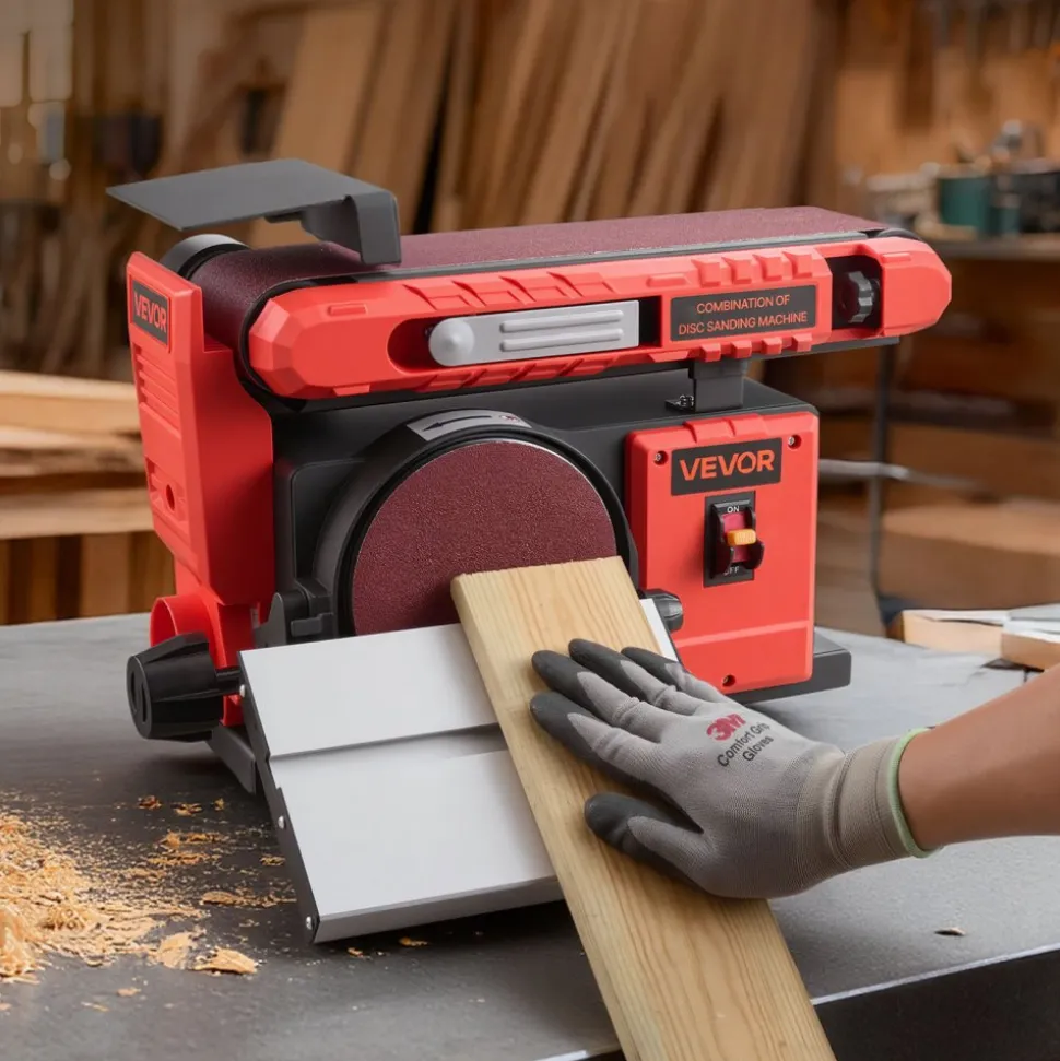 VEVOR 6" Disc Sander & 4" x 36" Belt Sander, 400W Professional Belt Disc Sanders Combo with 0 - 45° Adjustable Worktable & Dust Collection Port for Woodworking, Knife Sharpening, DIY Crafting