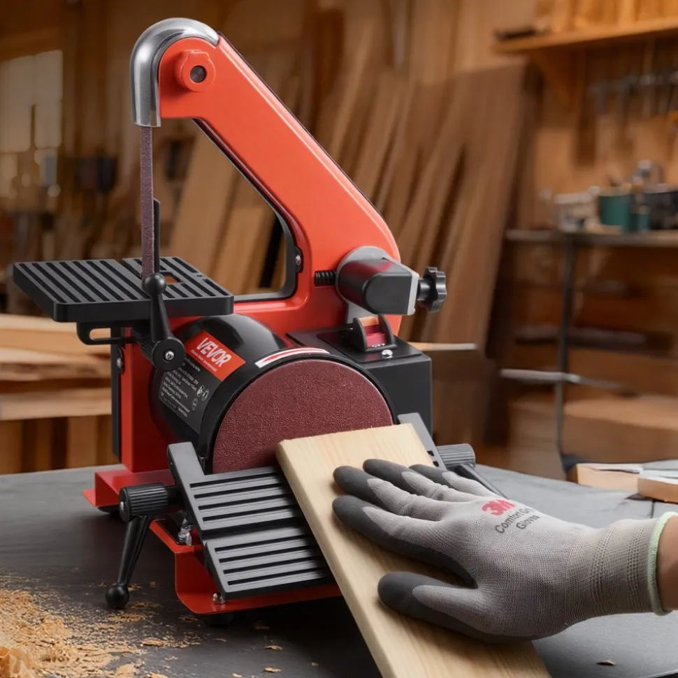 VEVOR 5" Disc Sander & 1" x 30" Belt Sander, 250W Benchtop Belt Disc Sanders Combo with 0 - 45° Adjustable Worktable & Dust Collection Ports for Woodworking, Furniture Refinishing, DIY Crafting