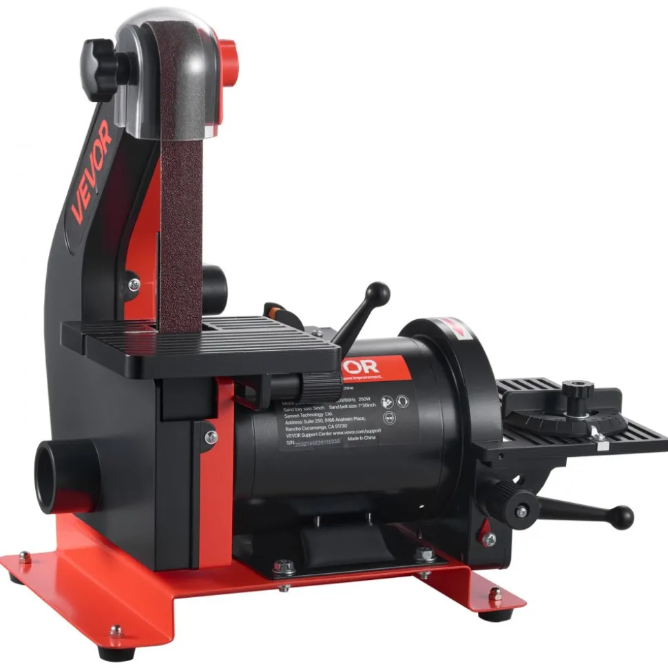 VEVOR 5" Disc Sander & 1" x 30" Belt Sander, 250W Benchtop Belt Disc Sanders Combo with 0 - 45° Adjustable Worktable & Dust Collection Ports for Woodworking, Furniture Refinishing, DIY Crafting