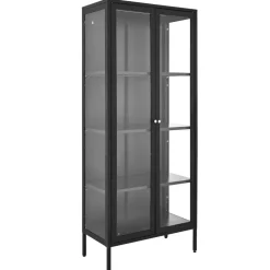 VEVOR Display Cabinet with Glass Door, 66 in Tall 4-Tier Lighted Display Case with 3 Color Lights, Metal Storage Cabinet  with 3 Adjustable Shelves, Curio Cabinet for Collectibles Figures Trophy