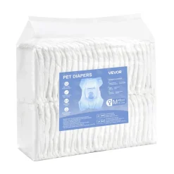 VEVOR Disposable Dog Diapers, Super Absorbent Female Dog Diapers, 360° Leak-Proof Female Doggy Pet Diaper with Wetness Indicator for Heat Period, Training, Incontinence - M, 144 Count (2 Packs of 72)