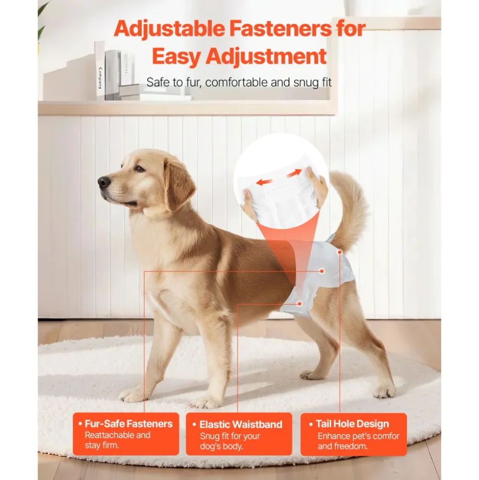 VEVOR Disposable Dog Diapers, Super Absorbent Female Dog Diapers, 360° Leak-Proof Female Doggy Pet Diaper with Wetness Indicator for Heat Period, Training, Incontinence - M, 144 Count (2 Packs of 72)