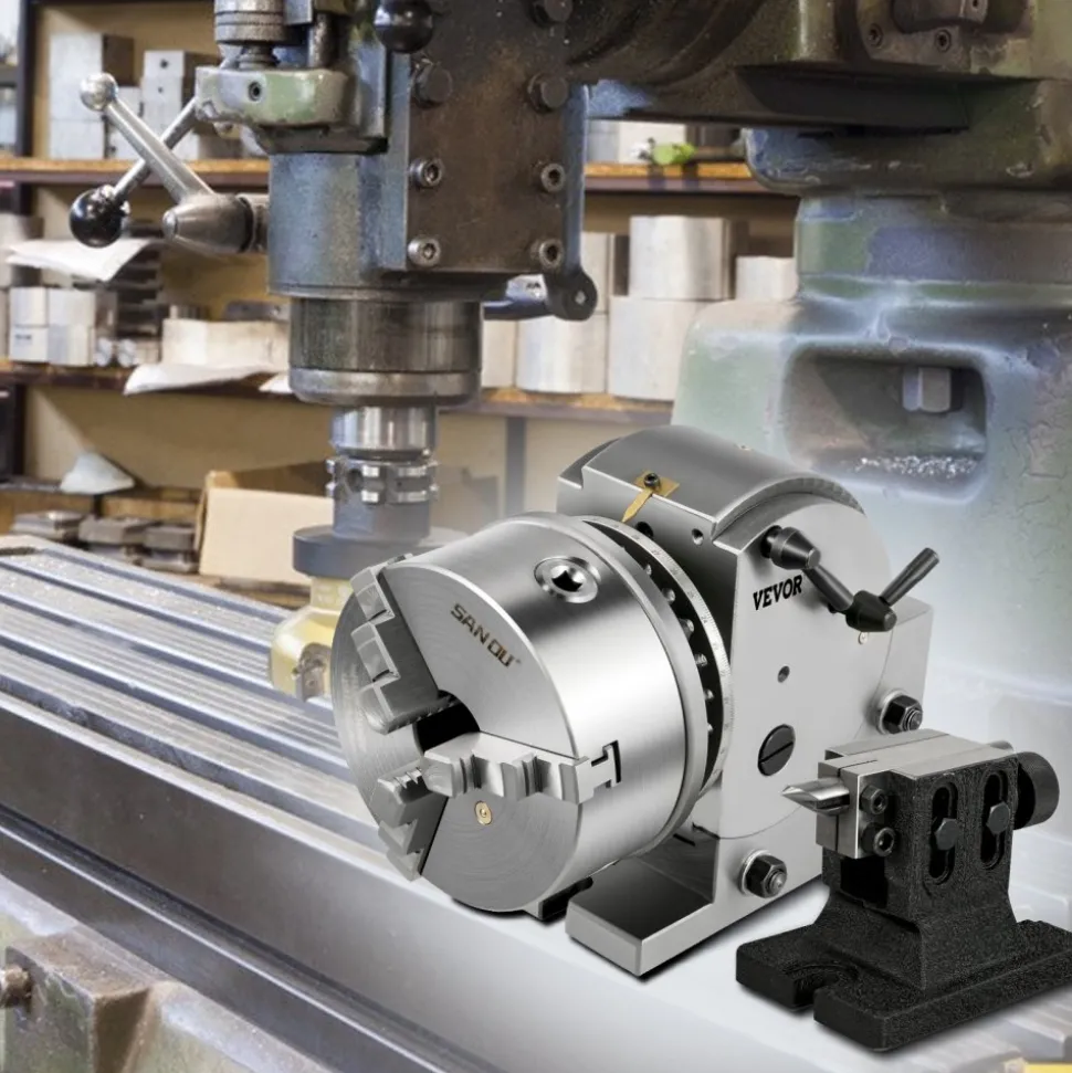 VEVOR Dividing Head BS-1 Dividing Head Set 6" 3-jaw Chuck Semi Universal Milling Set with 6" Chuck+Tailstock+Dividing Plates for Milling Grinding Drilling Machine