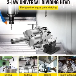 VEVOR Dividing Head BS-0 5Inch 3 Jaw Chuck Dividing Head Set Precision Semi Universal Dividing Head for Milling Machine Rotary Table Tailstock Milling Set (5 Inch Chuck)