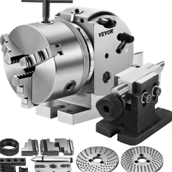 VEVOR Dividing Head BS-0 5Inch 3 Jaw Chuck Dividing Head Set Precision Semi Universal Dividing Head for Milling Machine Rotary Table Tailstock Milling Set (5 Inch Chuck)