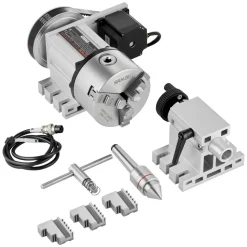 VEVOR Dividing Head, K11-100mm 3-Jaw Chuck, CNC Router Milling Machine Rotational Axis 4th Axis A Axis Indexing Head, 2.6"/65 mm Center Height MT2 Tailstock 6:1 Gear Ratio, Universal for Engraving