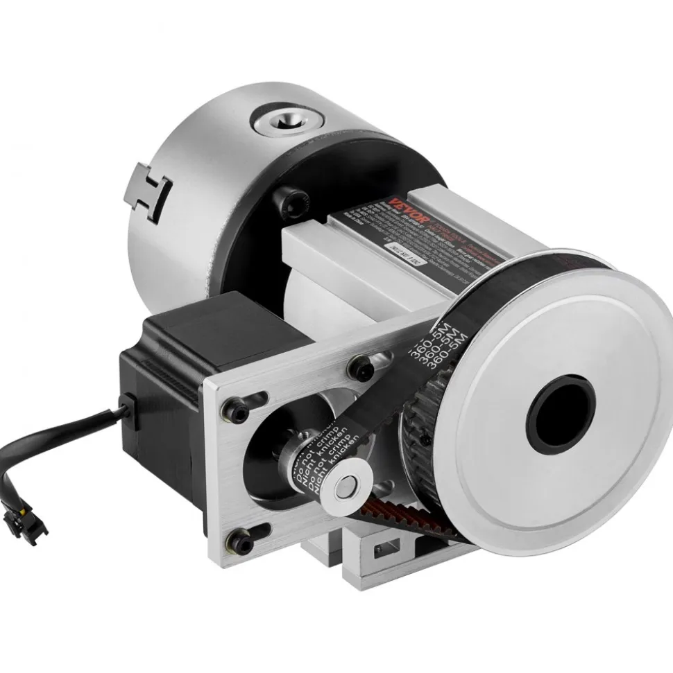 VEVOR Dividing Head, K11-100mm 3-Jaw Chuck, CNC Router Milling Machine Rotational Axis 4th Axis A Axis Indexing Head, 2.6"/65 mm Center Height MT2 Tailstock 6:1 Gear Ratio, Universal for Engraving