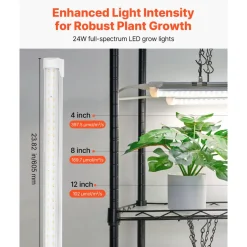 VEVOR DIY Plant Shelf with Grow Lights, 71 in Tall Indoor Plant Stand with Wheels, 192W 5000K Full Spectrum Grow Lights, Heavy Duty Metal Plants Display Rack, Flower Pot Holder for Seed Starting