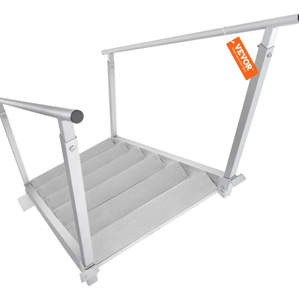 VEVOR Dock Ladder, 43''-51'' Adjustable Height, 500 lbs Load Capacity, Aluminum Alloy 6 Steps Pontoon Boat Ladder with Dual Handrails & Nonslip Mat, Ideal for Ship/Lake/Pool/Marine Boarding