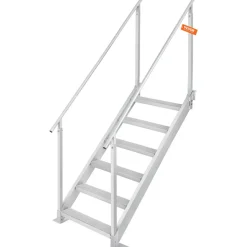 VEVOR Dock Ladder, 43''-51'' Adjustable Height, 500 lbs Load Capacity, Aluminum Alloy 6 Steps Pontoon Boat Ladder with Dual Handrails & Nonslip Mat, Ideal for Ship/Lake/Pool/Marine Boarding