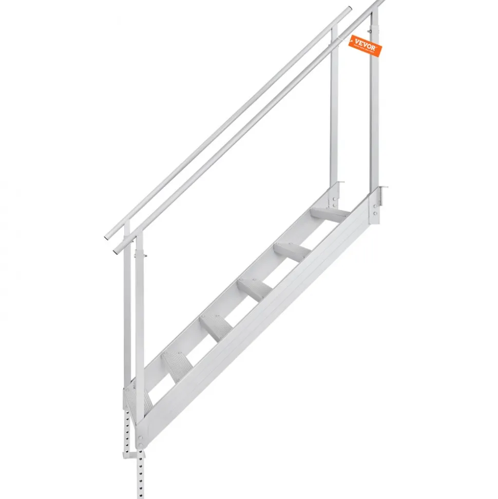VEVOR Dock Ladder, 43''-51'' Adjustable Height, 500 lbs Load Capacity, Aluminum Alloy 6 Steps Pontoon Boat Ladder with Dual Handrails & Nonslip Mat, Ideal for Ship/Lake/Pool/Marine Boarding