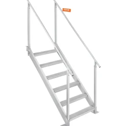 VEVOR Dock Ladder, 43''-51'' Adjustable Height, 500 lbs Load Capacity, Aluminum Alloy 6 Steps Pontoon Boat Ladder with Dual Handrails & Nonslip Mat, Ideal for Ship/Lake/Pool/Marine Boarding