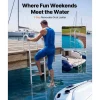 VEVOR Dock Ladder, Removable 5 Steps, 500 lbs Load Capacity, Aluminum Alloy Pontoon Boat Ladder with 3.1'' Wide Step & Nonslip Rubber Mat, Easy to Install for Ship/Lake/Pool/Marine Boarding