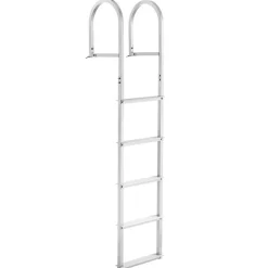 VEVOR Dock Ladder, Removable 5 Steps, 500 lbs Load Capacity, Aluminum Alloy Pontoon Boat Ladder with 3.1'' Wide Step & Nonslip Rubber Mat, Easy to Install for Ship/Lake/Pool/Marine Boarding