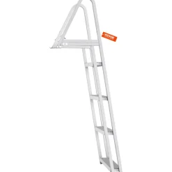 VEVOR Dock Ladder, Removable 4 Steps, 350 lbs Load Capacity, Aluminum Alloy Pontoon Boat Ladder with 4'' Wide Step & Nonslip Mat, Easy to Install for Ship/Lake/Pool/Marine Boarding