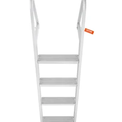 VEVOR Dock Ladder, Removable 4 Steps, 350 lbs Load Capacity, Aluminum Alloy Pontoon Boat Ladder with 4'' Wide Step & Nonslip Mat, Easy to Install for Ship/Lake/Pool/Marine Boarding