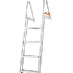 VEVOR Dock Ladder, Removable 4 Steps, 350 lbs Load Capacity, Aluminum Alloy Pontoon Boat Ladder with 4'' Wide Step & Nonslip Mat, Easy to Install for Ship/Lake/Pool/Marine Boarding