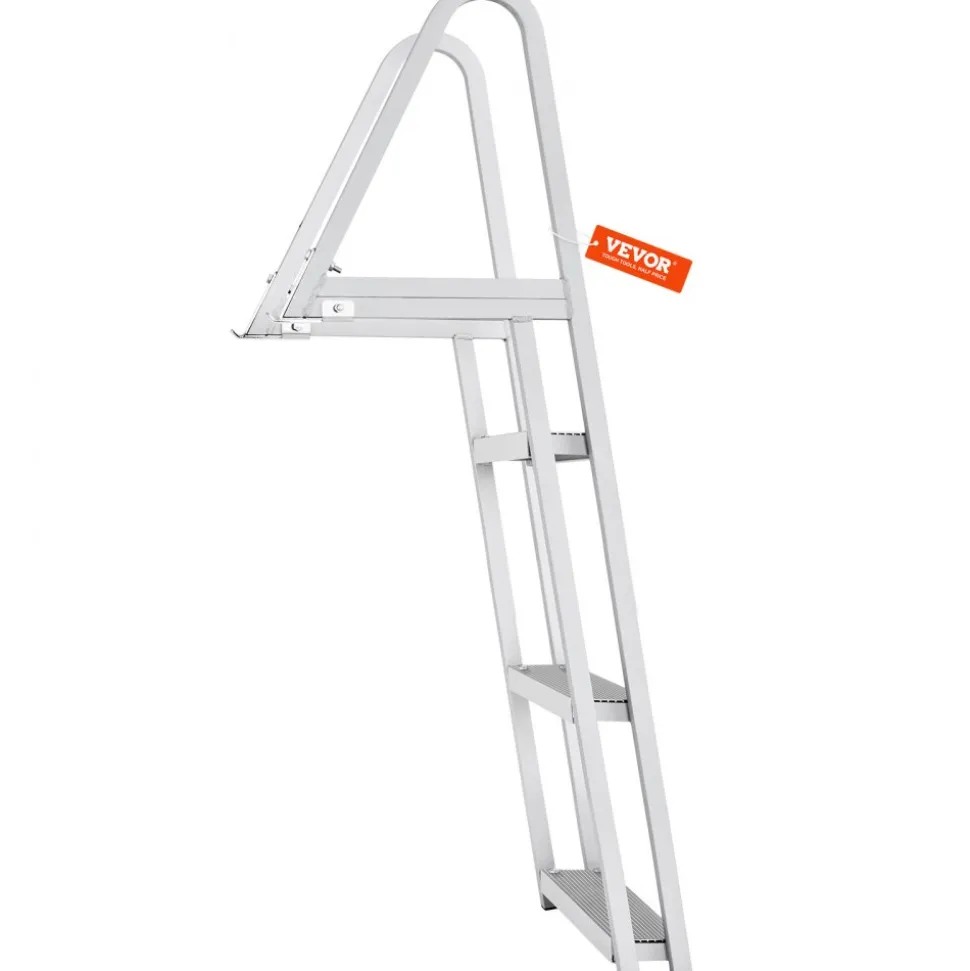 VEVOR Dock Ladder, Removable 3 Steps, 350 lbs Load Capacity, Aluminum Alloy Pontoon Boat Ladder with 4'' Wide Step & Nonslip Mat, Easy to Install for Ship/Lake/Pool/Marine Boarding