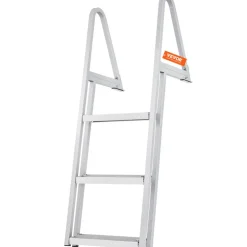 VEVOR Dock Ladder, Removable 3 Steps, 350 lbs Load Capacity, Aluminum Alloy Pontoon Boat Ladder with 4'' Wide Step & Nonslip Mat, Easy to Install for Ship/Lake/Pool/Marine Boarding