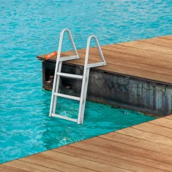 VEVOR Dock Ladder, Removable 3 Steps, 350 lbs Load Capacity, Aluminum Alloy Pontoon Boat Ladder with 4'' Wide Step & Nonslip Mat, Easy to Install for Ship/Lake/Pool/Marine Boarding