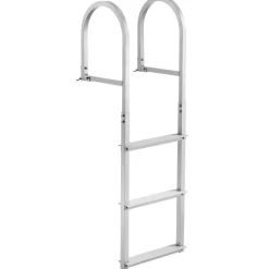VEVOR Dock Ladder, Removable 3 Steps, 500 lbs Load Capacity, Aluminum Alloy Pontoon Boat Ladder with 3.1'' Wide Step & Nonslip Rubber Mat, Easy to Install for Ship/Lake/Pool/Marine Boarding