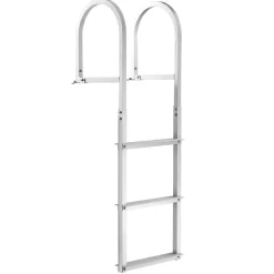 VEVOR Dock Ladder, Removable 3 Steps, 500 lbs Load Capacity, Aluminum Alloy Pontoon Boat Ladder with 3.1'' Wide Step & Nonslip Rubber Mat, Easy to Install for Ship/Lake/Pool/Marine Boarding