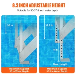 VEVOR Dock Ladder 4 Step, Dock Stairs 30''-38'' Adjustable Height, 500 lbs Load Capacity, Aluminum Pontoon Boat Ladder with Dual Handrails & Nonslip Mat for Ship/Lake/Pool/Marine Boarding