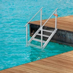 VEVOR Dock Ladder 4 Step, Dock Stairs 30''-38'' Adjustable Height, 500 lbs Load Capacity, Aluminum Pontoon Boat Ladder with Dual Handrails & Nonslip Mat for Ship/Lake/Pool/Marine Boarding