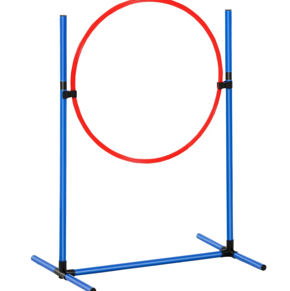 VEVOR Dog Agility Training Equipment, 7 PCS Set Upgrade w/ Adjustable High Hurdles,6 Weave Poles,2 Tunnels,Jump Ring,Pause Box,Whistle,Foldable Bowl,Puppy Obstacle Course Kit w/ 3 Bags
