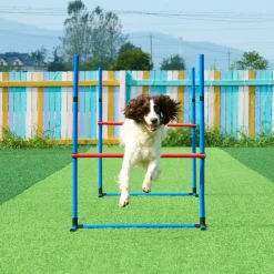 VEVOR Dog Agility Training Equipment, 7 PCS Set Upgrade w/ Adjustable High Hurdles,6 Weave Poles,2 Tunnels,Jump Ring,Pause Box,Whistle,Foldable Bowl,Puppy Obstacle Course Kit w/ 3 Bags