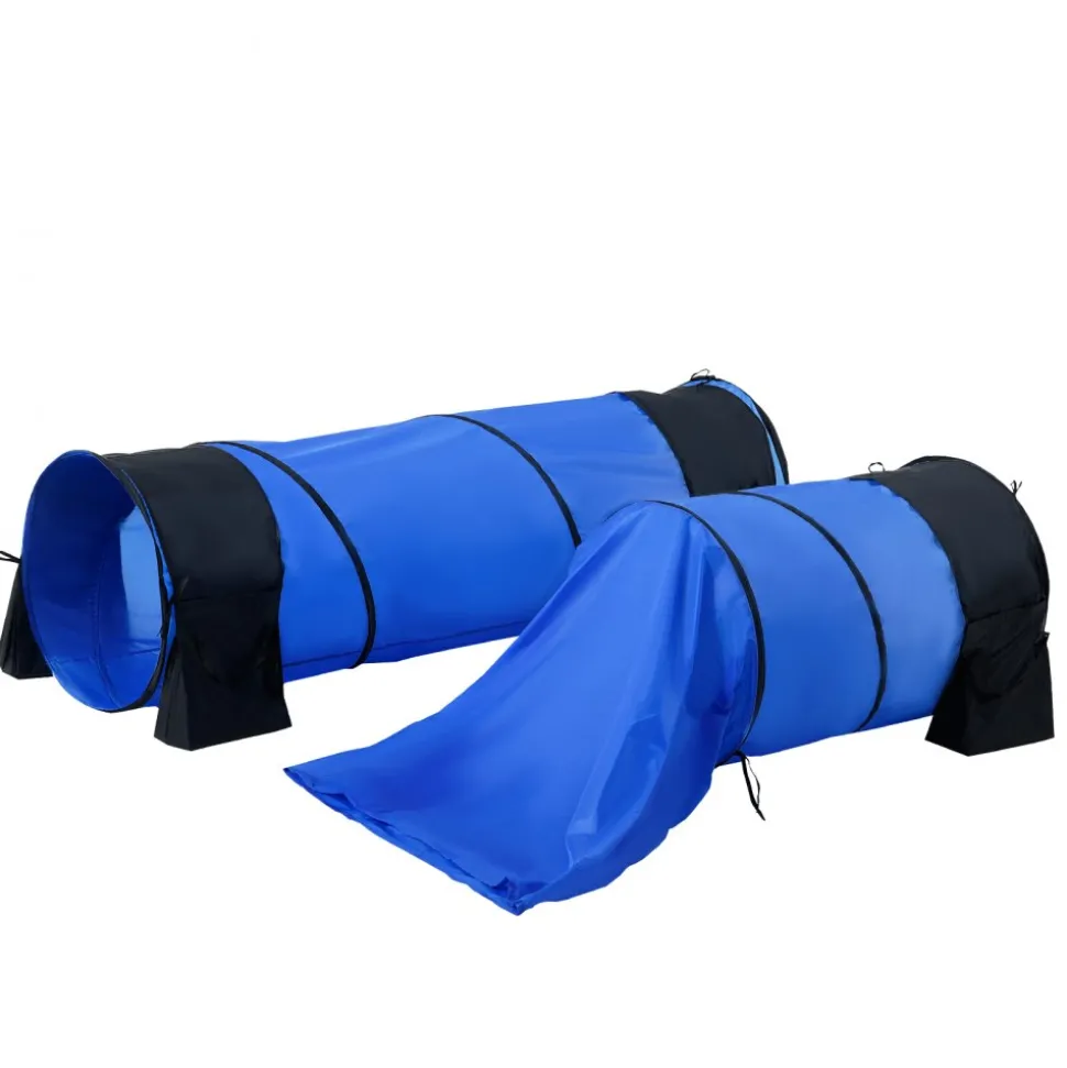 VEVOR Dog Agility Training Equipment, 7 PCS Set Upgrade w/ Adjustable High Hurdles,6 Weave Poles,2 Tunnels,Jump Ring,Pause Box,Whistle,Foldable Bowl,Puppy Obstacle Course Kit w/ 3 Bags