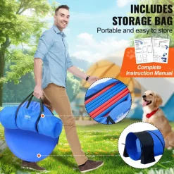 VEVOR Dog Agility Training Equipment, 7 PCS Set Upgrade w/ Adjustable High Hurdles,6 Weave Poles,2 Tunnels,Jump Ring,Pause Box,Whistle,Foldable Bowl,Puppy Obstacle Course Kit w/ 3 Bags