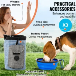 VEVOR Dog Agility Training Equipment, 7 PCS Set Upgrade w/ Adjustable High Hurdles,6 Weave Poles,2 Tunnels,Jump Ring,Pause Box,Whistle,Foldable Bowl,Puppy Obstacle Course Kit w/ 3 Bags